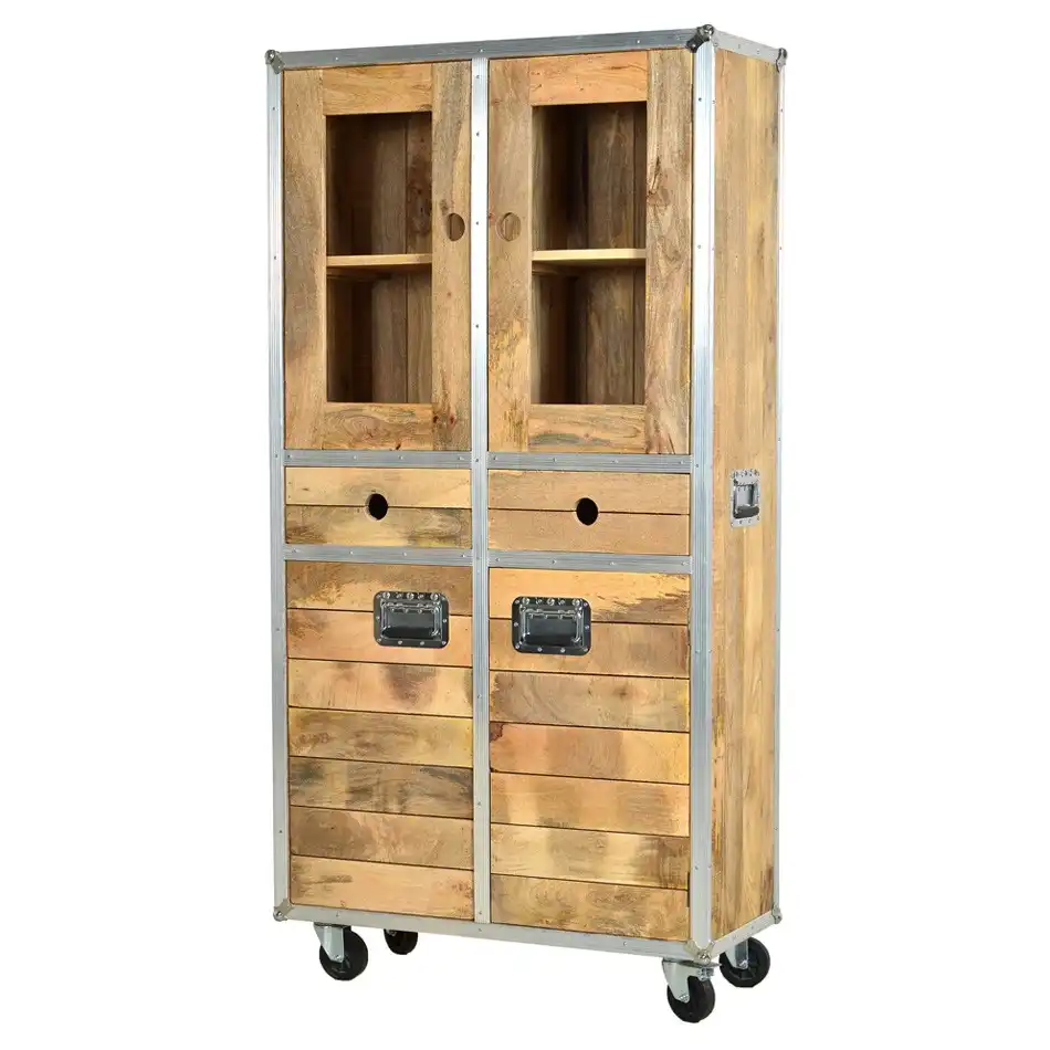 Roadie Chic Reclaimed Cabinet with 4 doors & 2 Drawers on Wheels - popular handicrafts